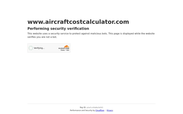 Screenshot of aircraftcostcalculator.com