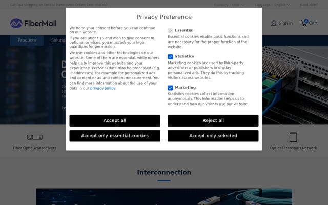 Screenshot of fibermall.com