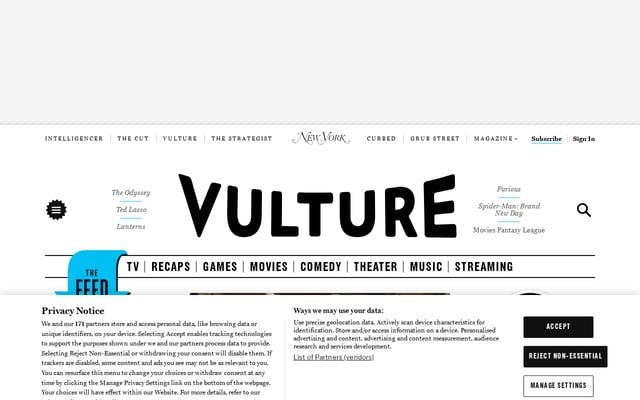 Screenshot of vulture.com
