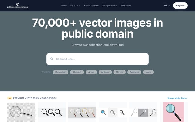 Screenshot of publicdomainvectors.org
