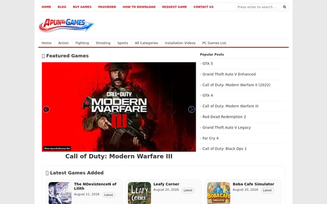 Screenshot of apunkagames.com