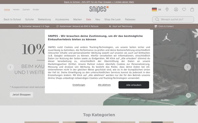 Screenshot of snipes.com