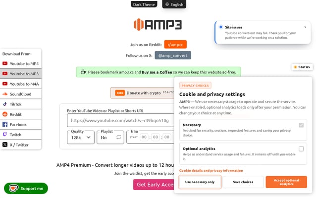 Screenshot of amp3.cc