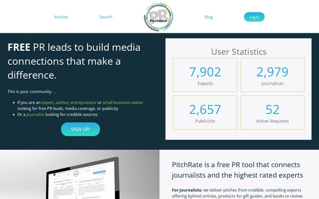 Screenshot of pitchrate.com