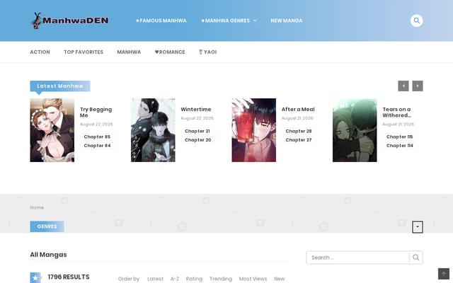 Screenshot of manhwaden.com