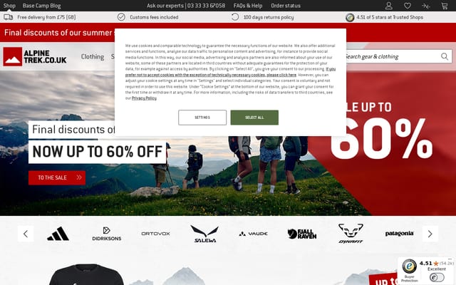 Screenshot of alpinetrek.co.uk
