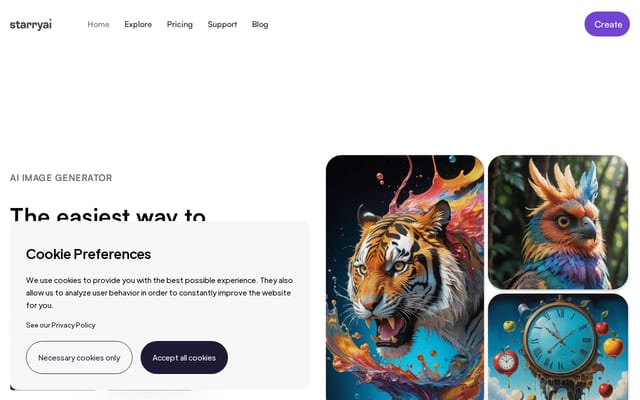 Screenshot of starryai.com