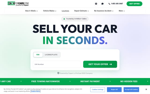 Screenshot of cashforcars.com