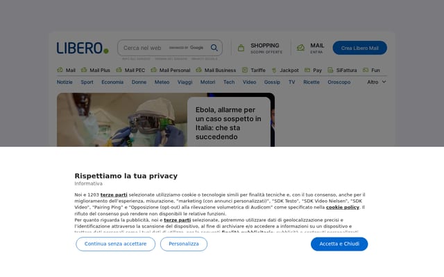 Screenshot of libero.it