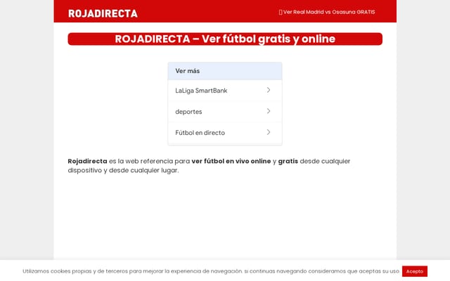 Screenshot of rojadirecta.futbol