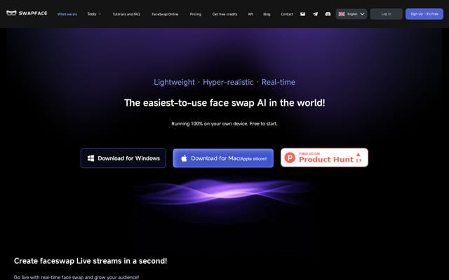 Screenshot of swapface.org