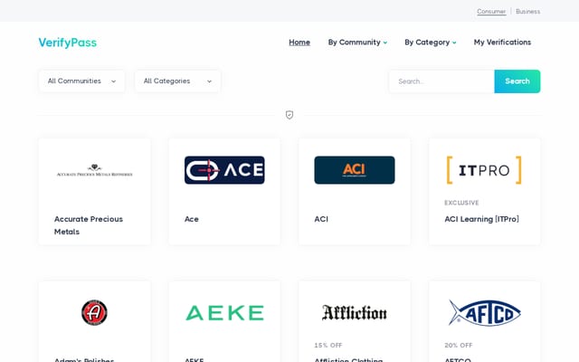 Screenshot of verifypass.com