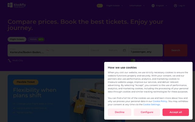 Screenshot of kissandfly.com