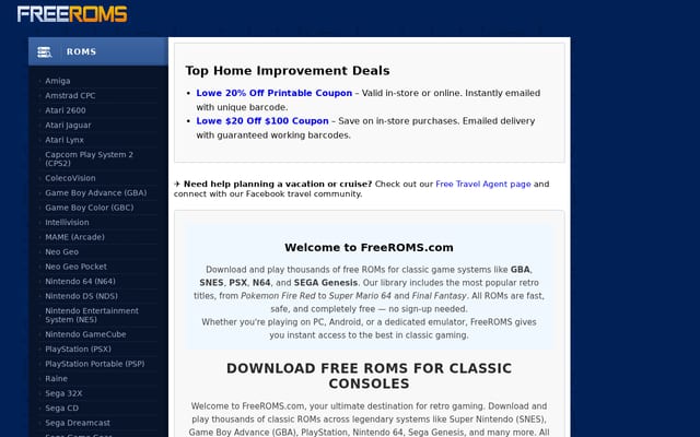 Screenshot of freeroms.com