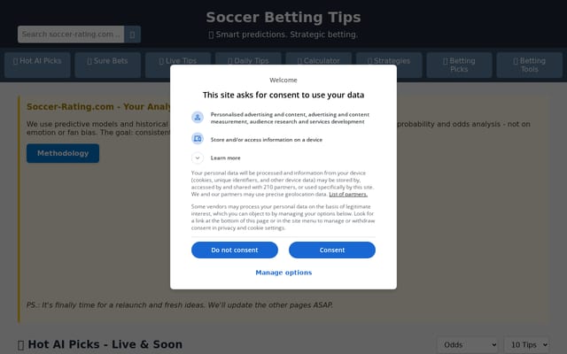 Screenshot of soccer-rating.com