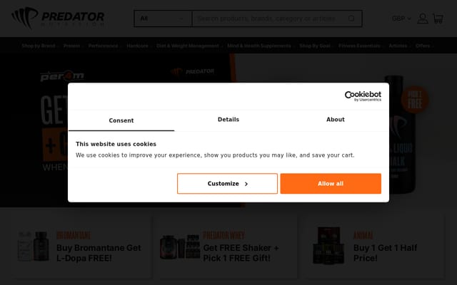 Screenshot of predatornutrition.com