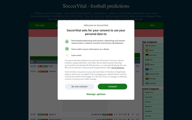 Screenshot of soccervital.com