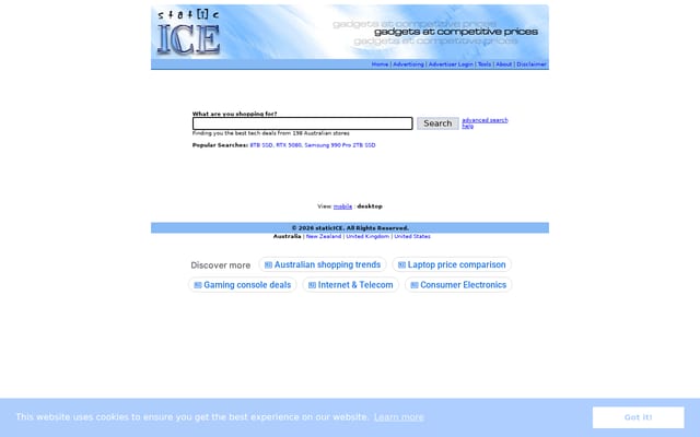 Screenshot of staticice.com.au