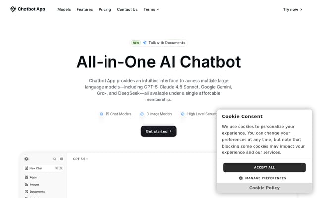 Screenshot of chatbotapp.ai