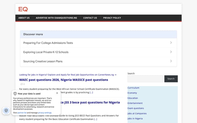 Screenshot of myschoolgist.com.ng