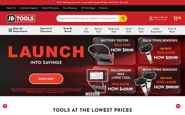 Screenshot of jbtools.com