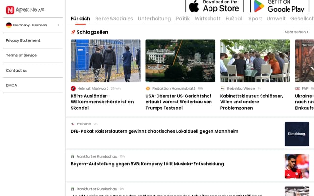 Screenshot of apexnews.com