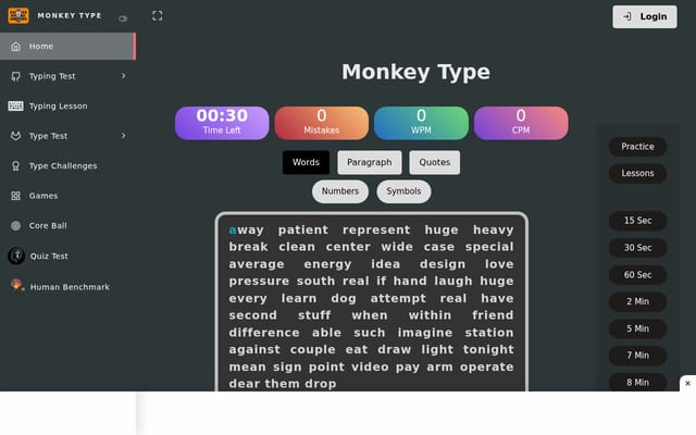Screenshot of monkey-type.org