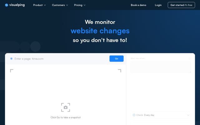 Screenshot of visualping.io