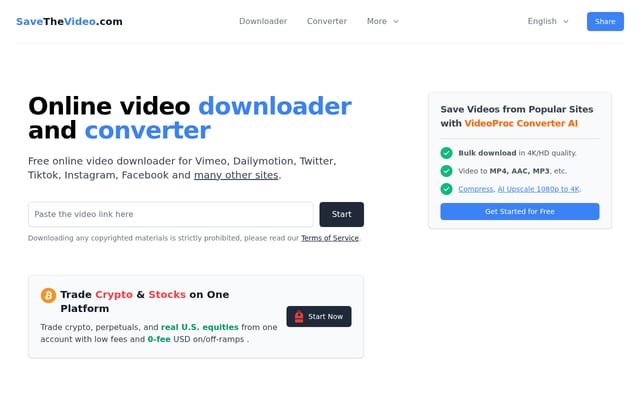 Screenshot of savethevideo.com