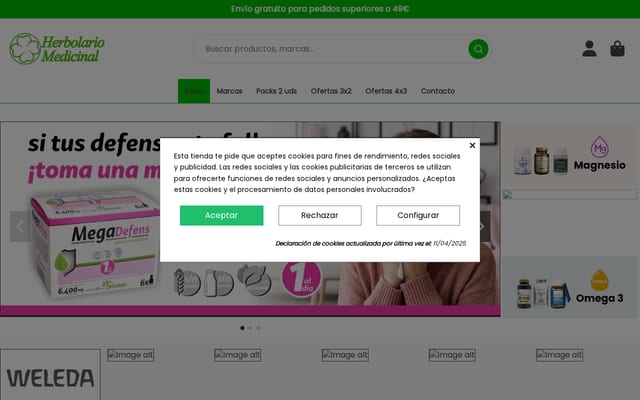 Screenshot of herbolariomedicinal.com