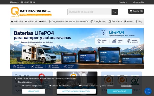 Screenshot of bateriasonline.com