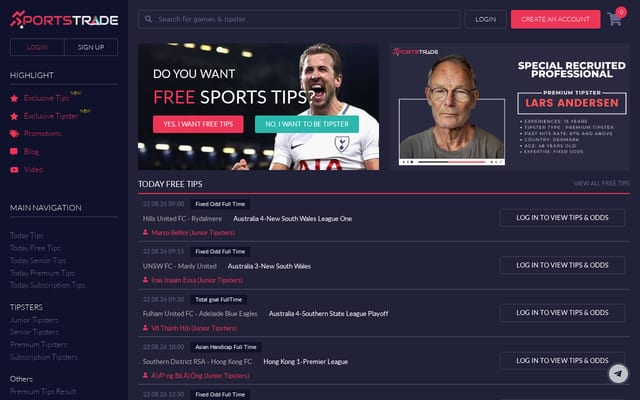 Screenshot of sportstrade.io