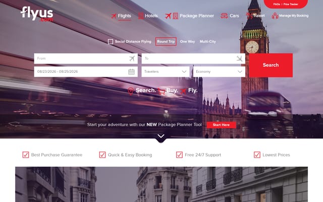 Screenshot of flyus.com