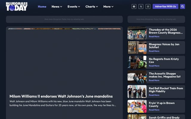 Screenshot of bluegrasstoday.com