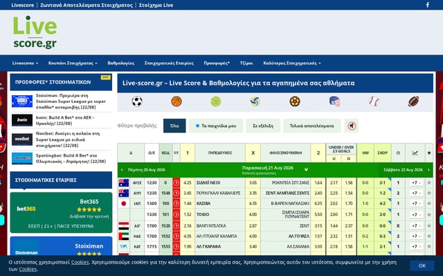 Screenshot of live-score.gr