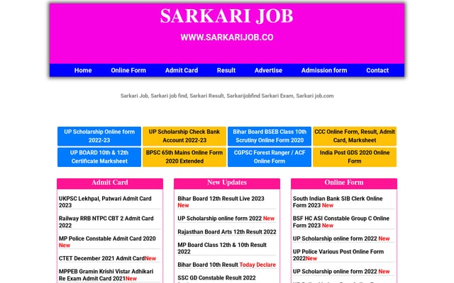 Screenshot of sarkarijob.co