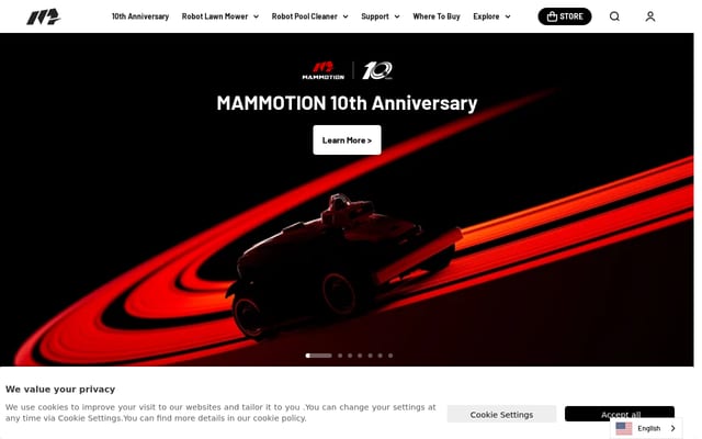 Screenshot of mammotion.com