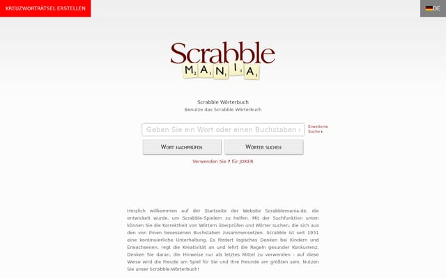 Screenshot of scrabblemania.de