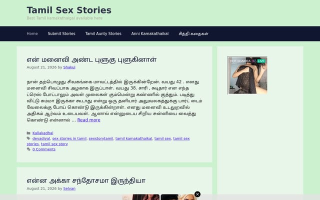 Screenshot of tamilsexstories.net