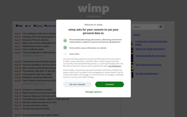 Screenshot of wimp.com
