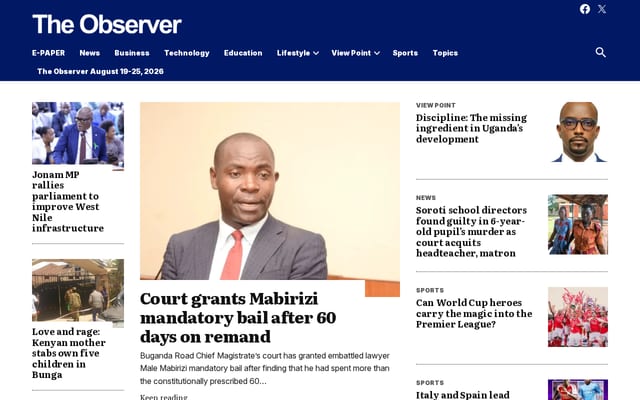 Screenshot of observer.ug