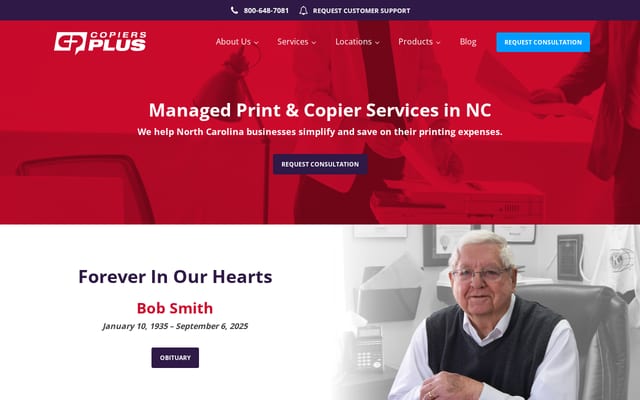 Screenshot of copiers-plus.com