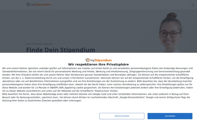 Screenshot of mystipendium.de