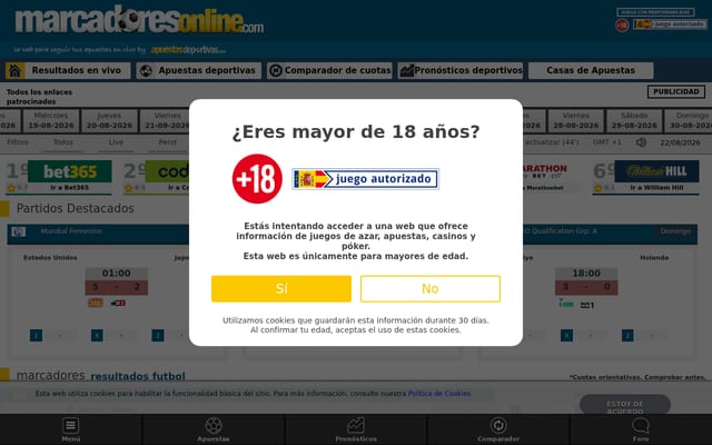 Screenshot of marcadoresonline.com