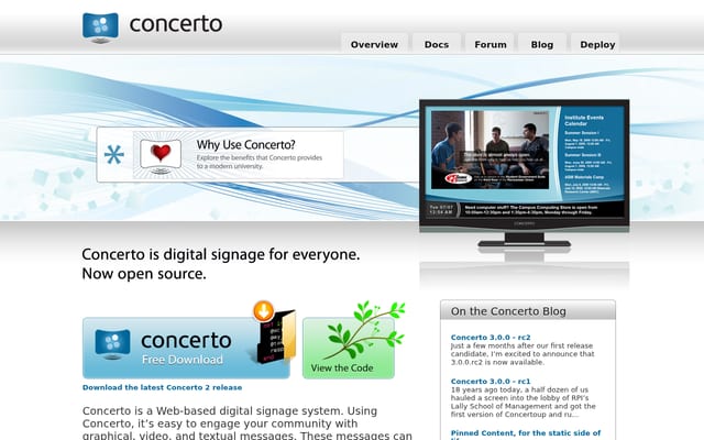 Screenshot of concerto-signage.org