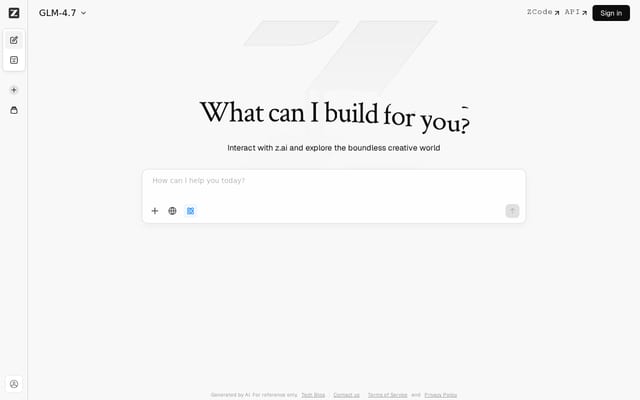 Screenshot of z.ai