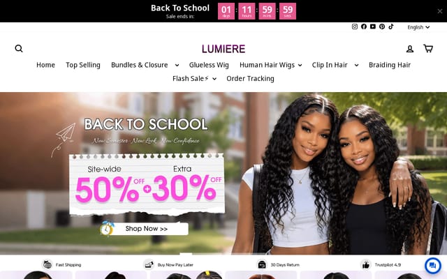 Screenshot of lumierehairs.com