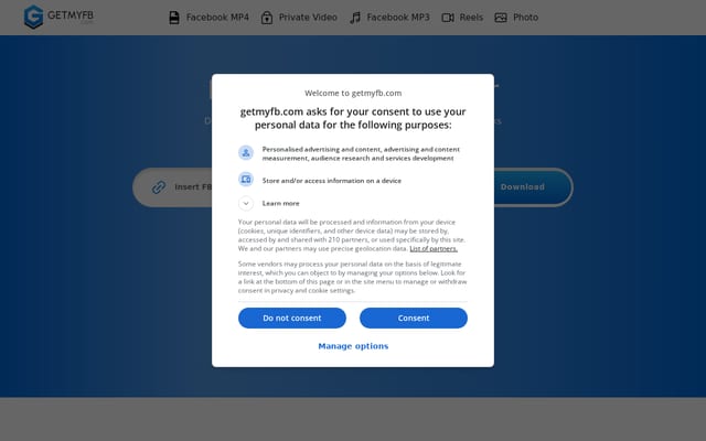 Screenshot of getmyfb.com