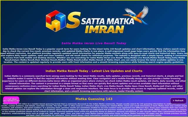 Screenshot of sattamatkaimran.org
