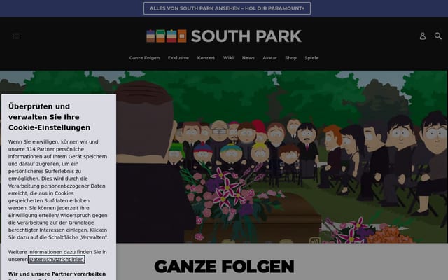 Screenshot of southpark.de